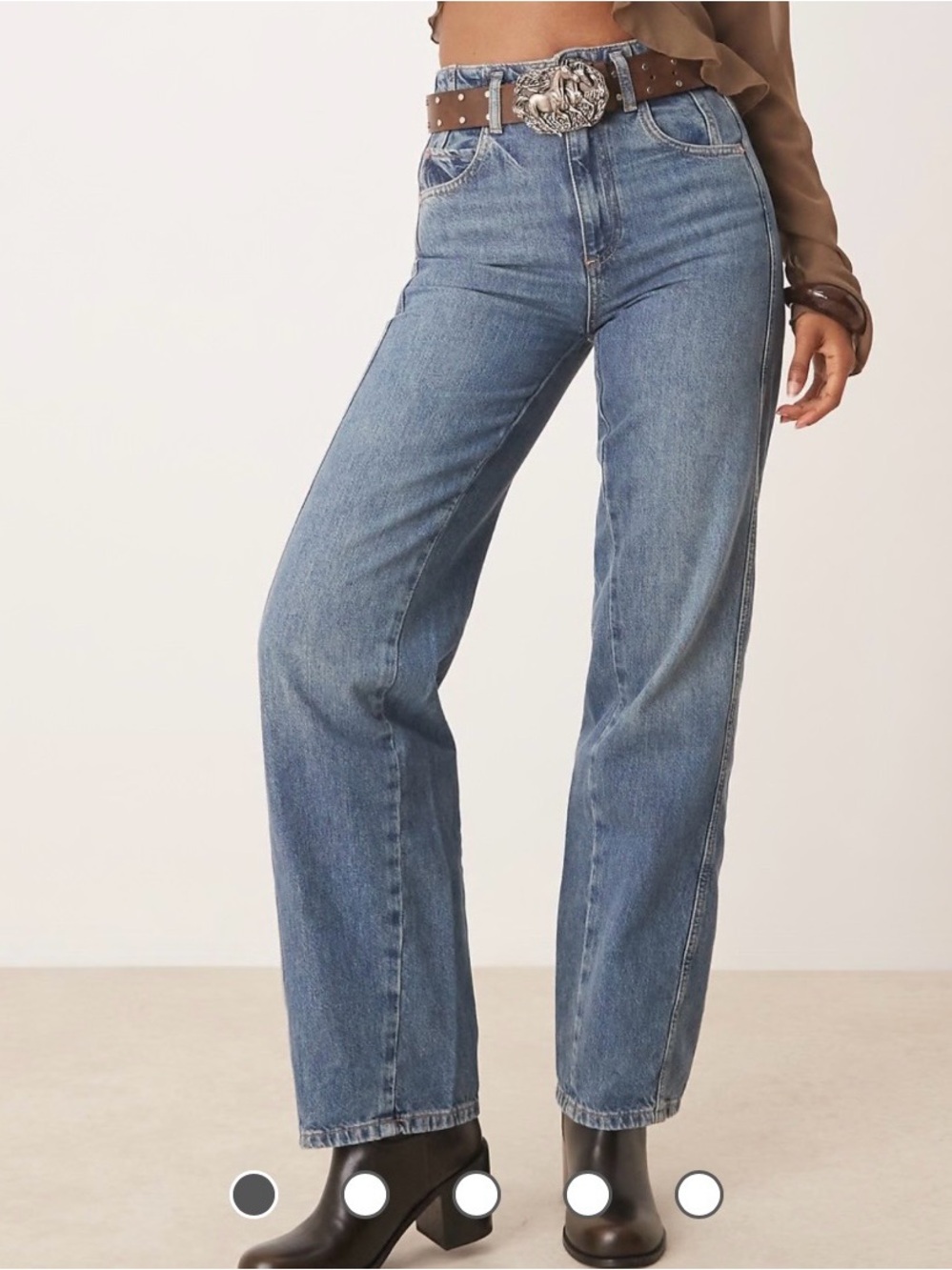 We The Free Straight Leg High-Rise Jeans in Medium Blue Wash